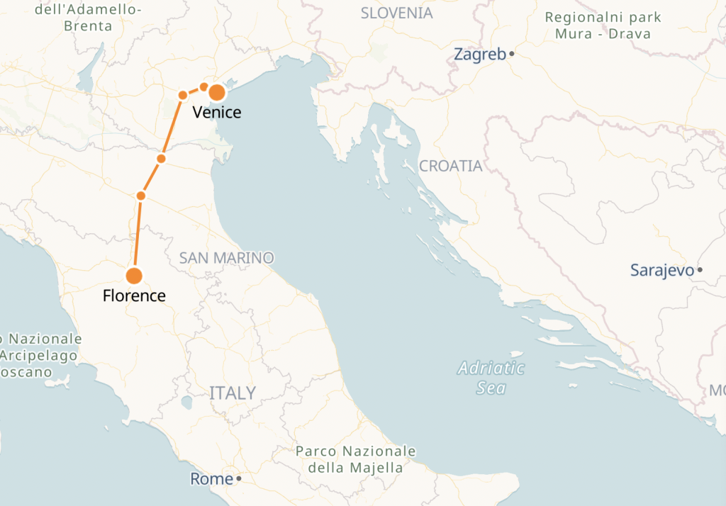 Venedikten Floransa'ya Frecciarossa treni