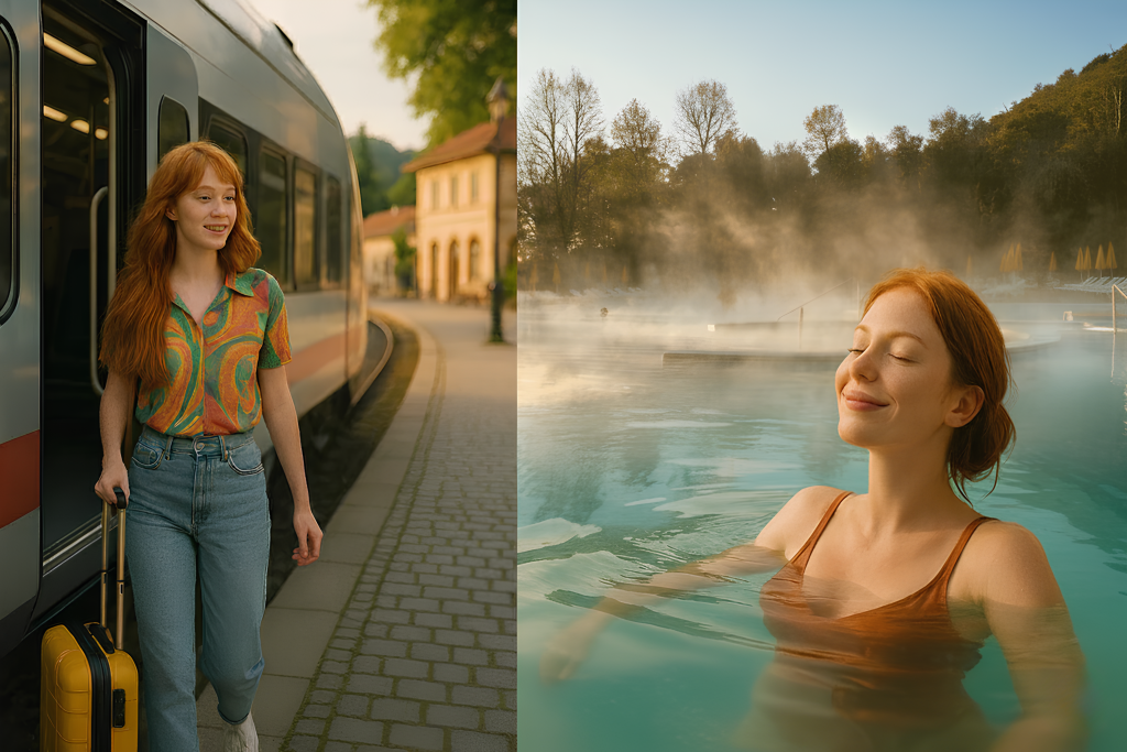 Avrupa spa kasabalarına tren yolculuğu – termal havuzlarda wellness deneyimi yaşayan gezgin